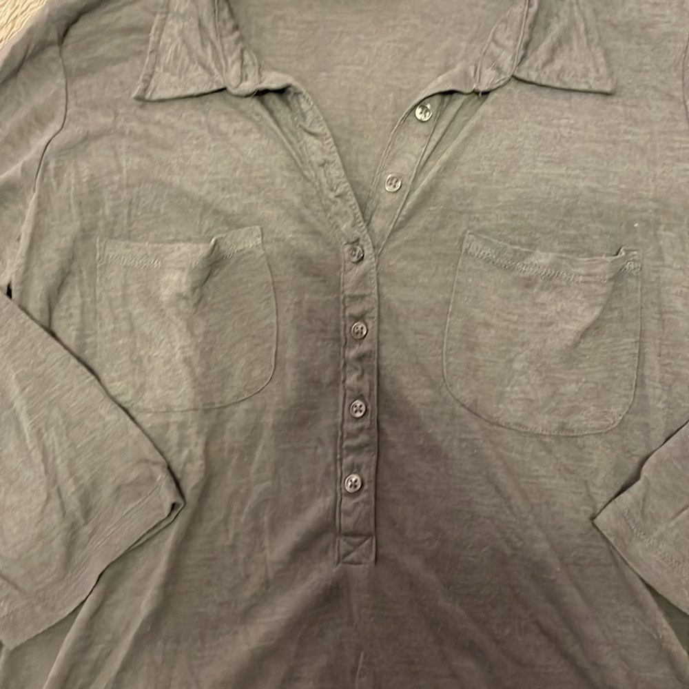 Gray Button Top - Picture 2 of 3